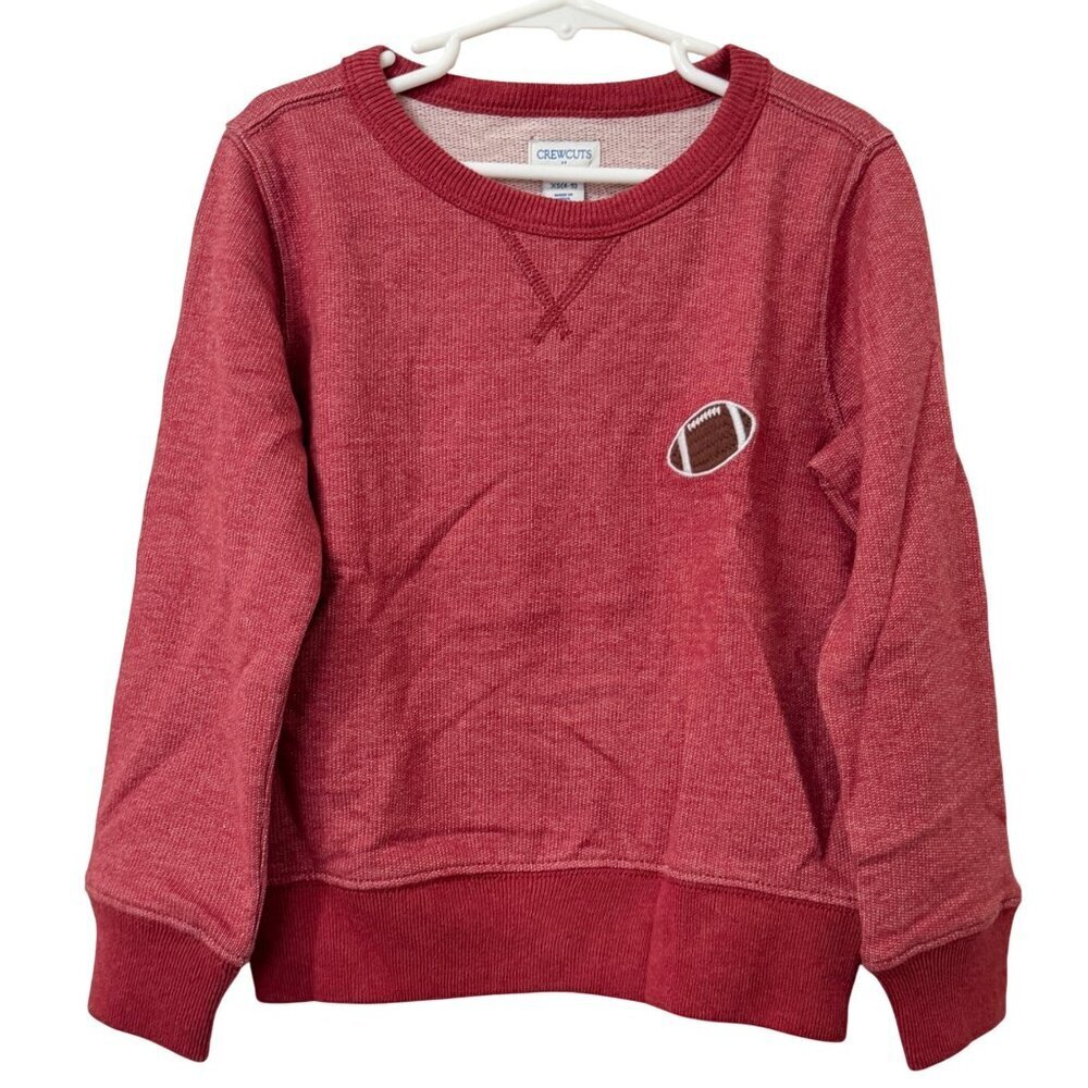 Crewcuts Boys Red Football Embroidered Sweatshirt Size 4 5 Shirt Long Sleeve New